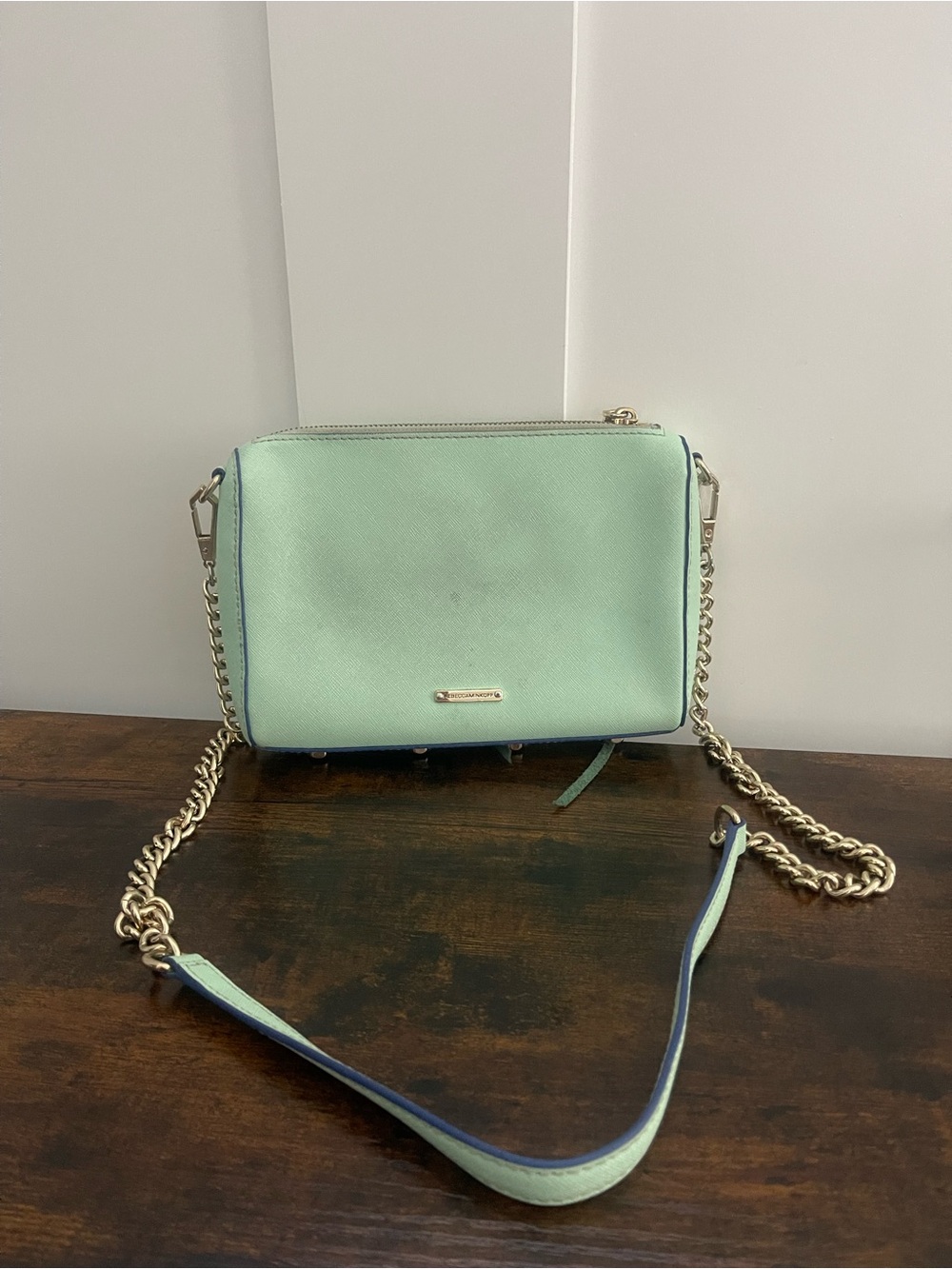 Rebecca Minkoff Mint Green Crossbody with Gold Chain